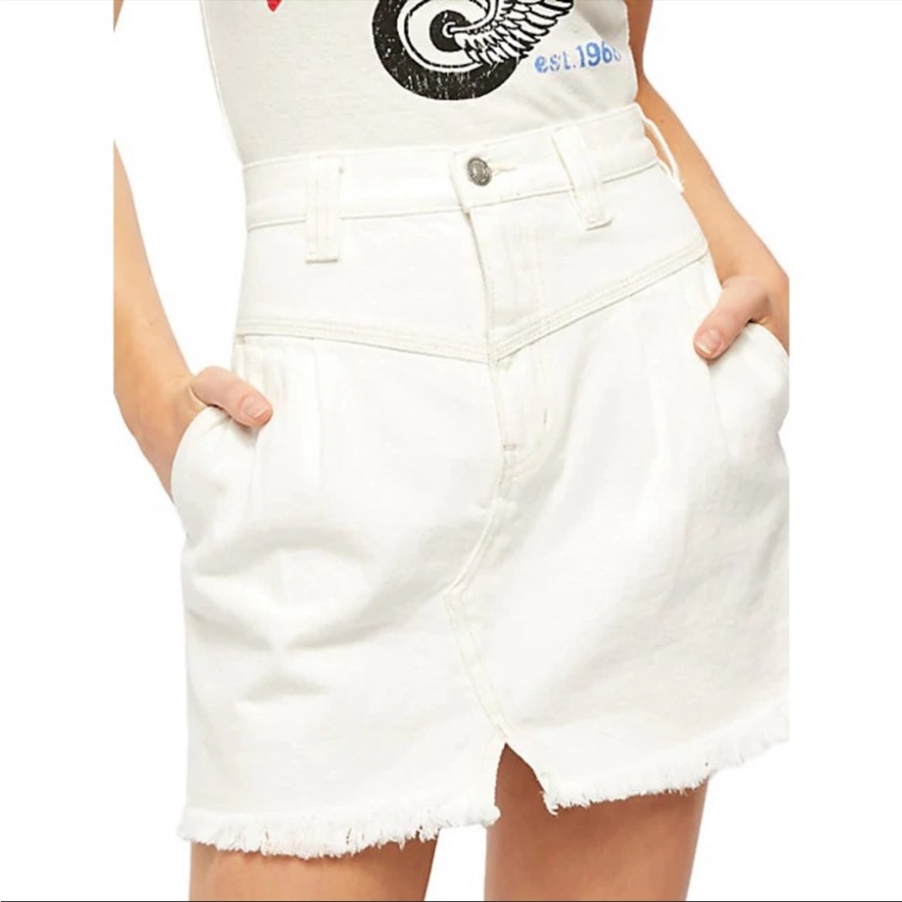 NWOT Free People Sidecar White Denim Mini Skirt - Picture 4 of 9